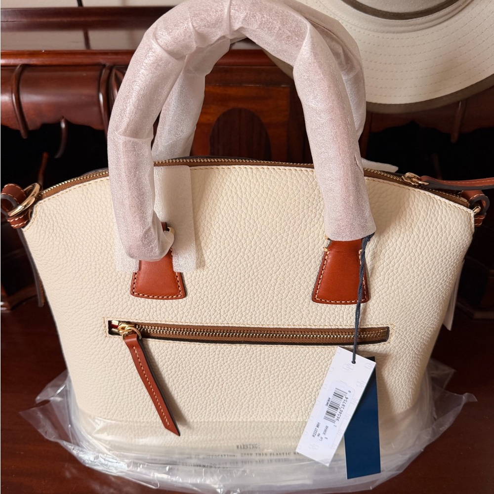 Dooney & Bourke Ivory and Tan Satchel